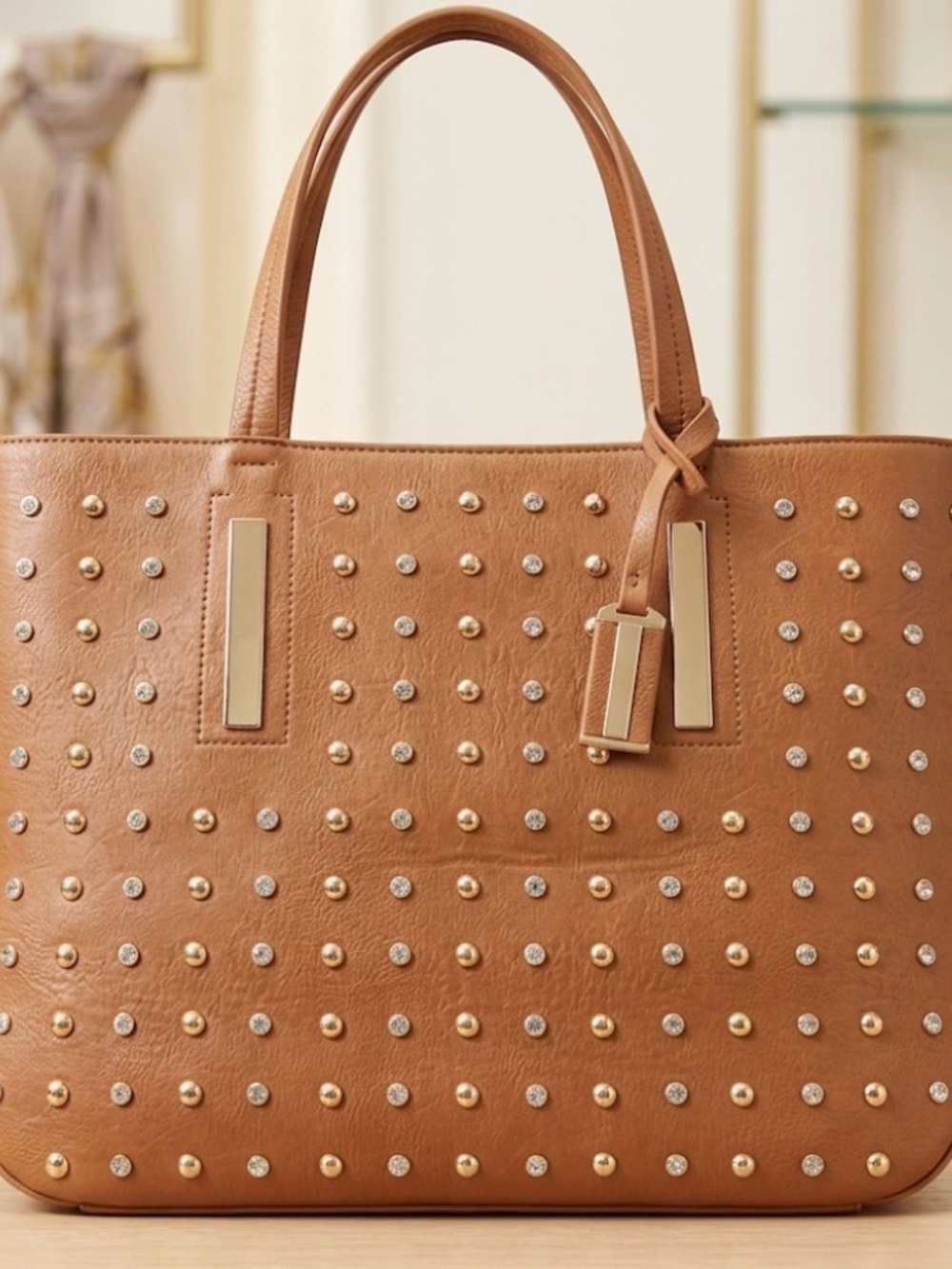Imoshion Faux Leather Studded Shoulder Bag/Tote/Purse
